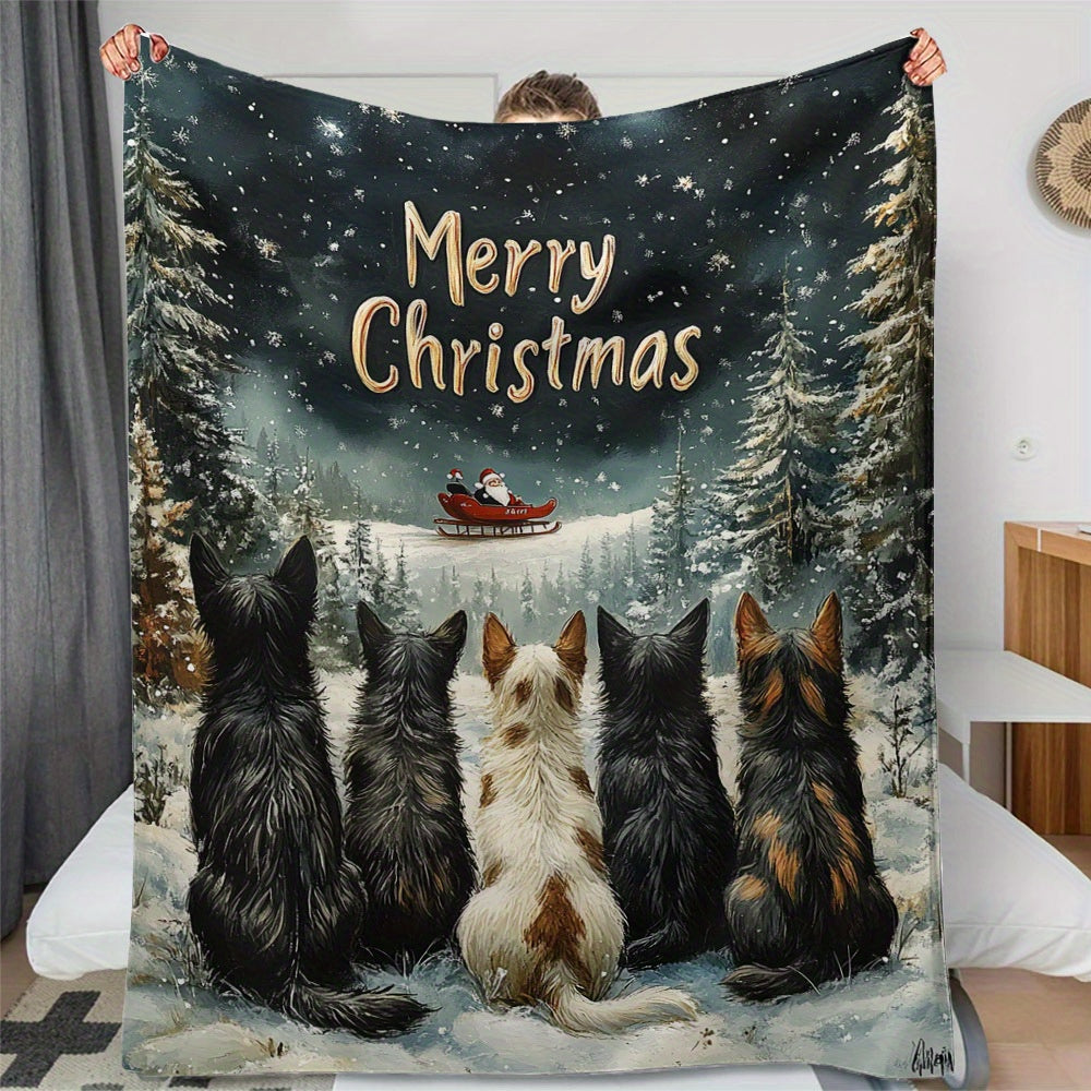 Dog Print Flannel Fleece Throw Blanket Soft Cozy All Seasons Machine Washable