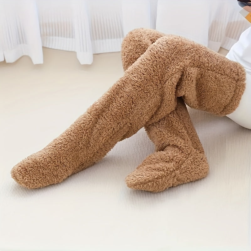 Women's Over Knee Slipper Boots Thermal Plush Home Shoes Cozy Warm Floor Slippers