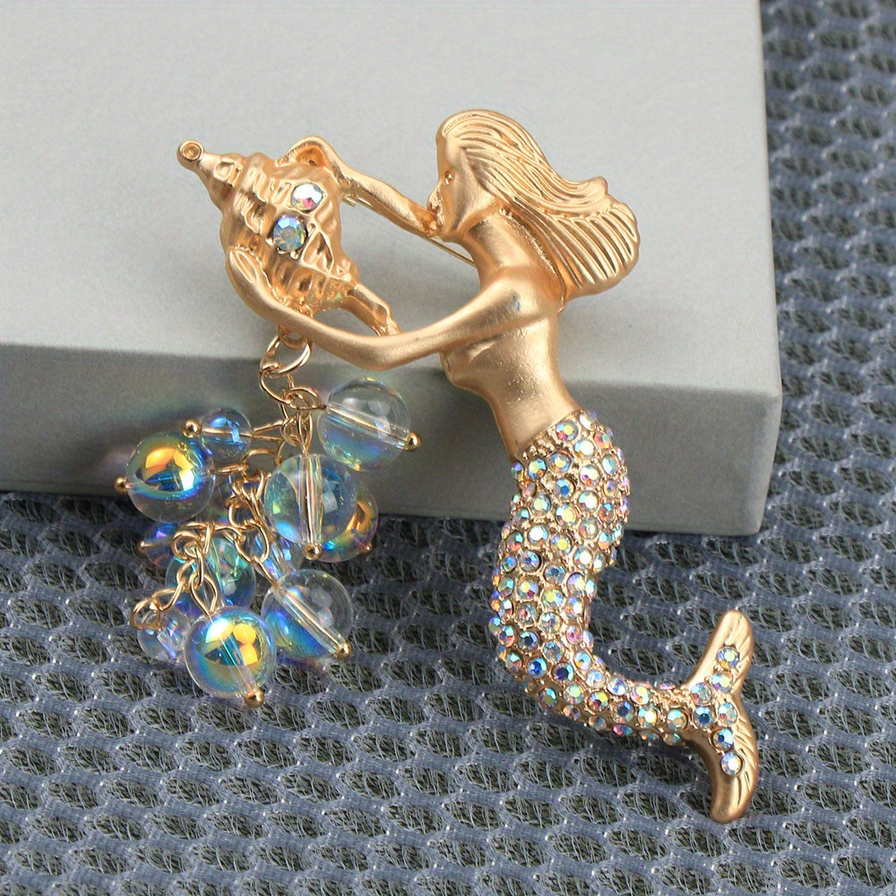 Mermaid Brooch with Enamel and Rhinestones for Ladies Gift