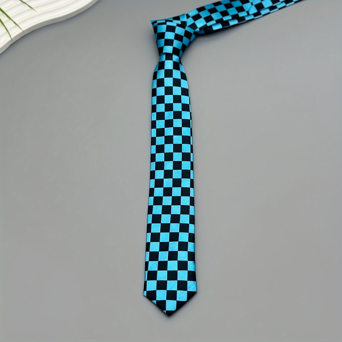 Men's Checkered Polyester Necktie Woven Style for Parties and Festivals 1 Piece