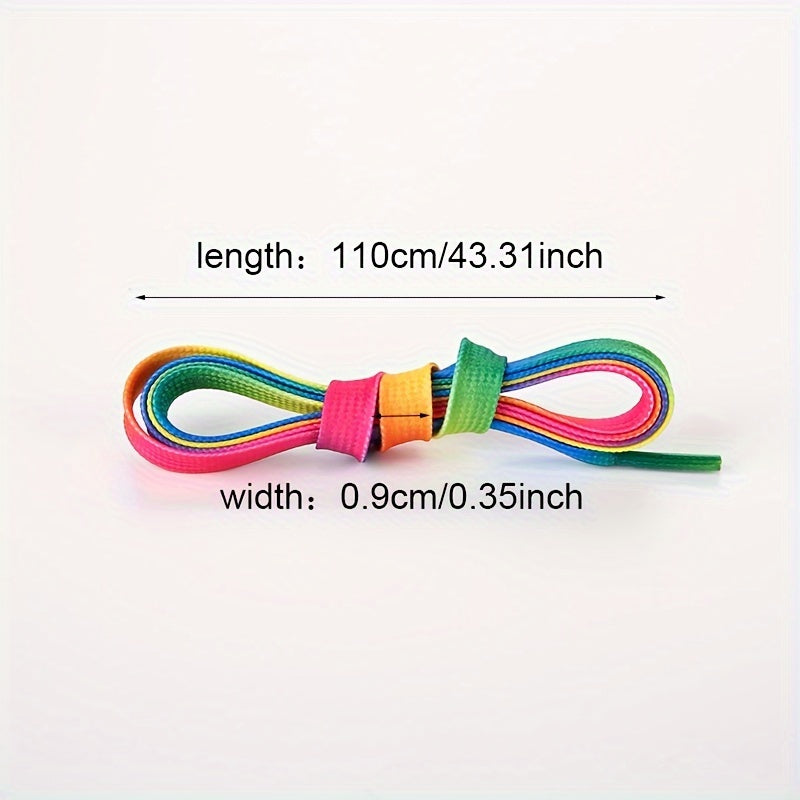 Unisex Colorful Rainbow Gradient Flat Canvas Shoe Laces 110cm