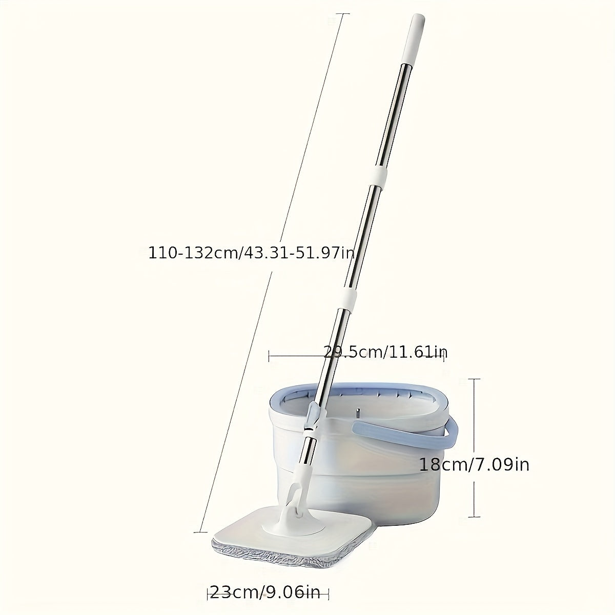 Juego de fregona plana y cubo de acero inoxidable con separación de suciedad y lavado sin manos