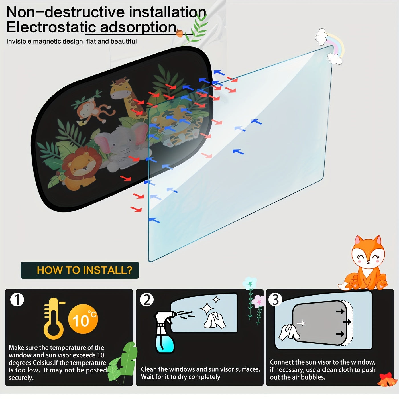 Universal avtomobil quyosh nuri himoyasi yon oynasi UV himoyasi 50cm x 31cm
