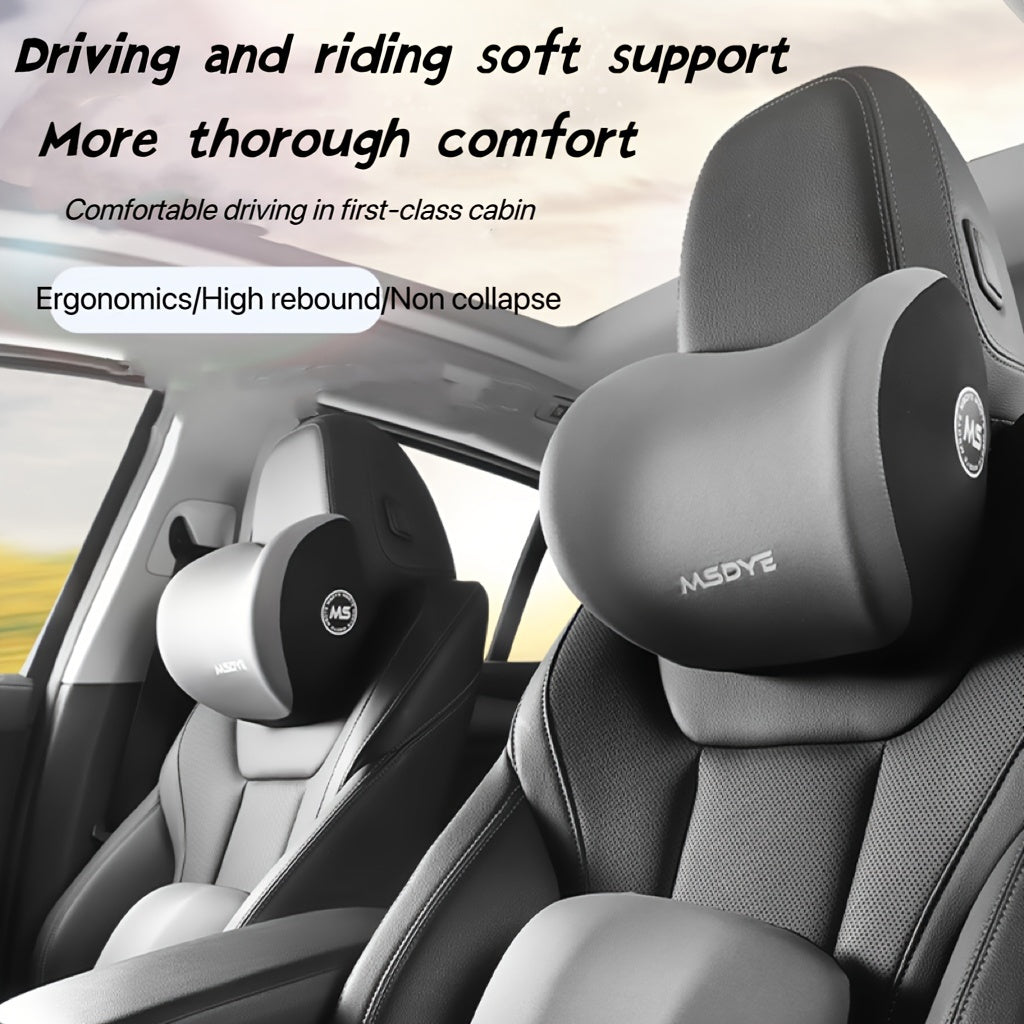 Memory Foam Headrest and Lumbar Support Set for Car Seat Comfort Breathable Polyester