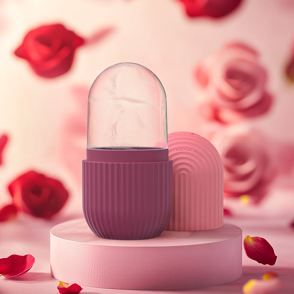 Unisex Silicone Ice Roller for Face Cooling Gel Core Puffiness Reduction Beige