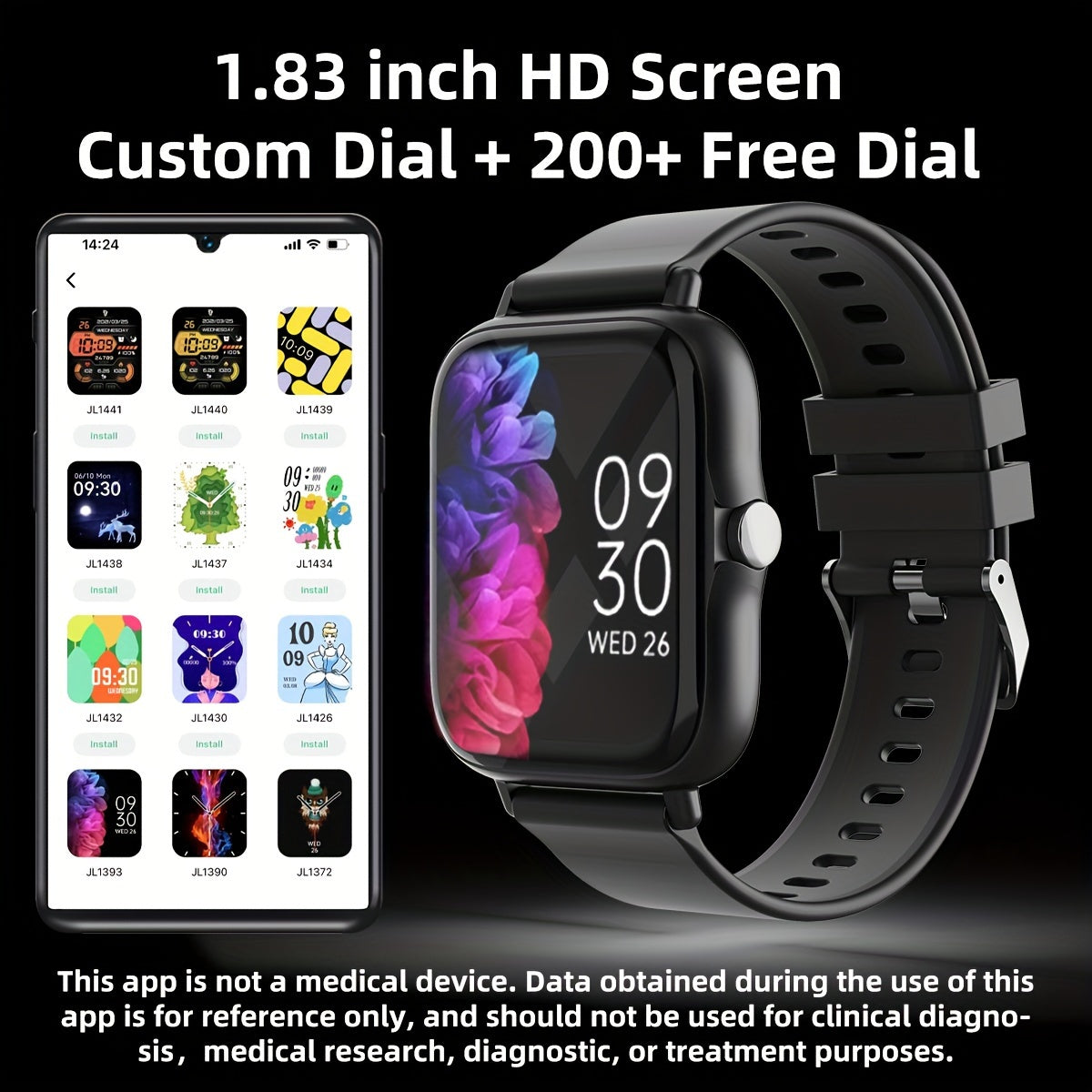 Smart Watch with 4.65cm Touch Screen Multi-Sport Modes Music Control Remote Camera Wireless Calling Pedometer for IOS