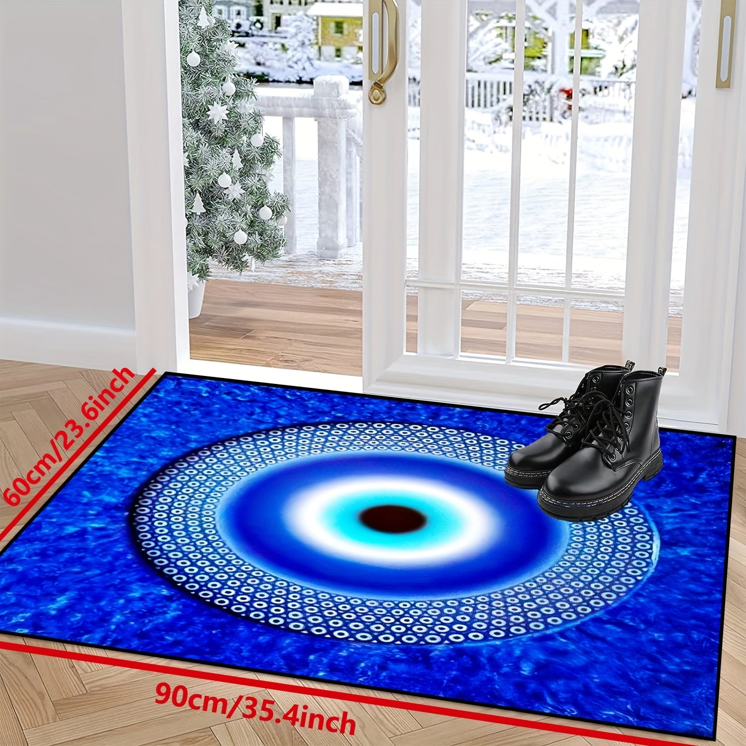 Koʻk Yovuz Koʻz Doira eshigi mato, sirpanmaydigan, yuviladigan, ichki va tashqi, polyester