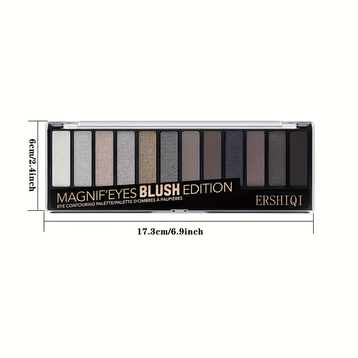 Paleta de sombras de ojos para mujer 12 tonos mezclables en tonos nude y ahumados