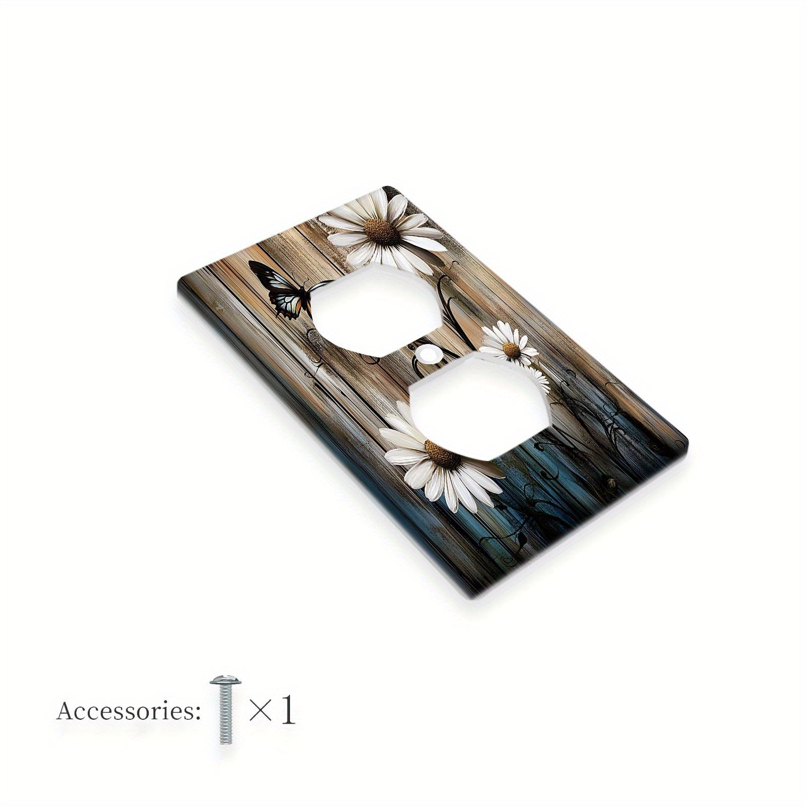 Деревенская фермерская настенная панель с ромашкой и бабочкой для выключателя света, подходит для использования в помещении/на улице на кухне, в спальне или кафе. Не требует электричества или батареек. Доступна в вариантах 1Gang или 2Gang.
