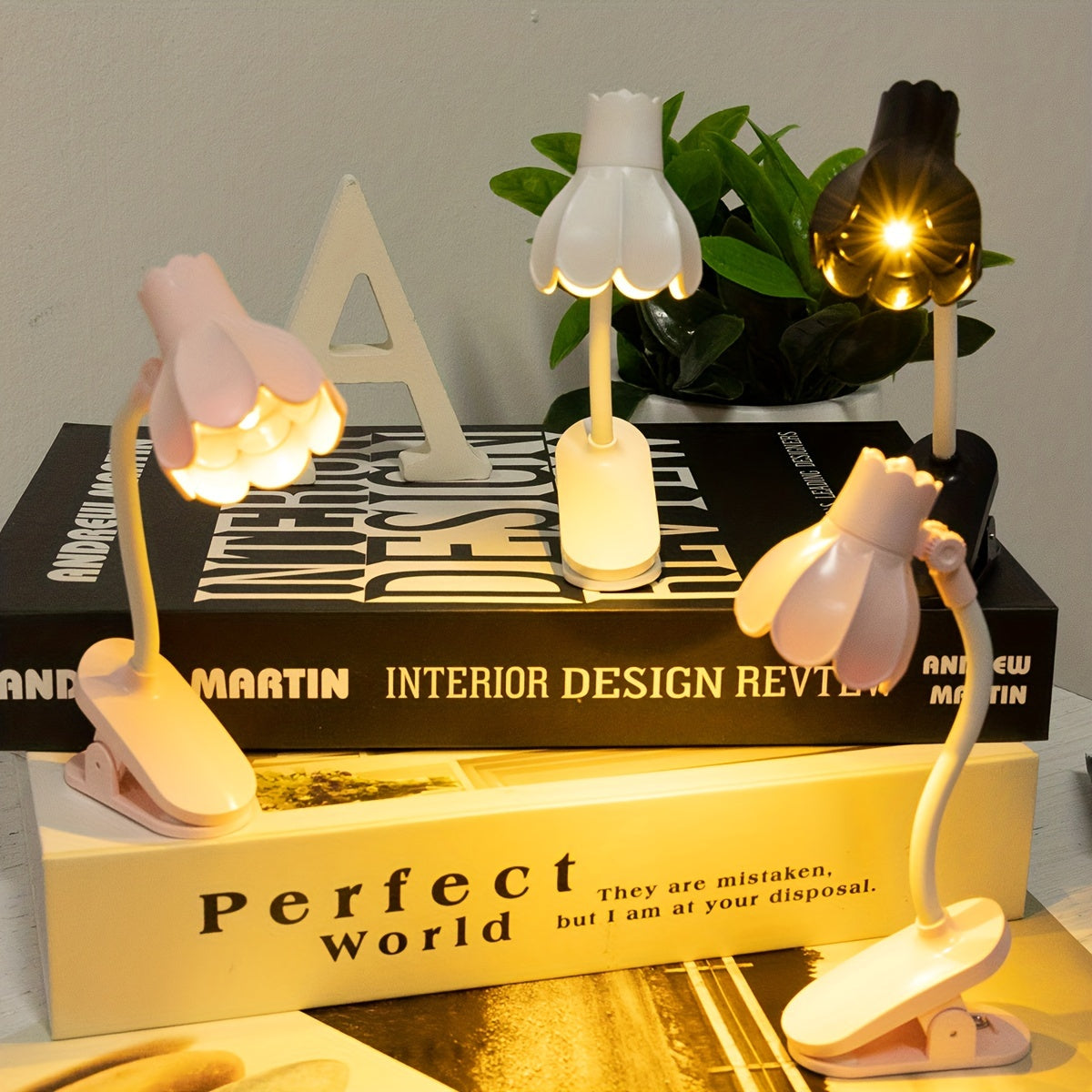 Petal-Shaped LED Desk Lamp Mini Decorative Reading Light for Home Office