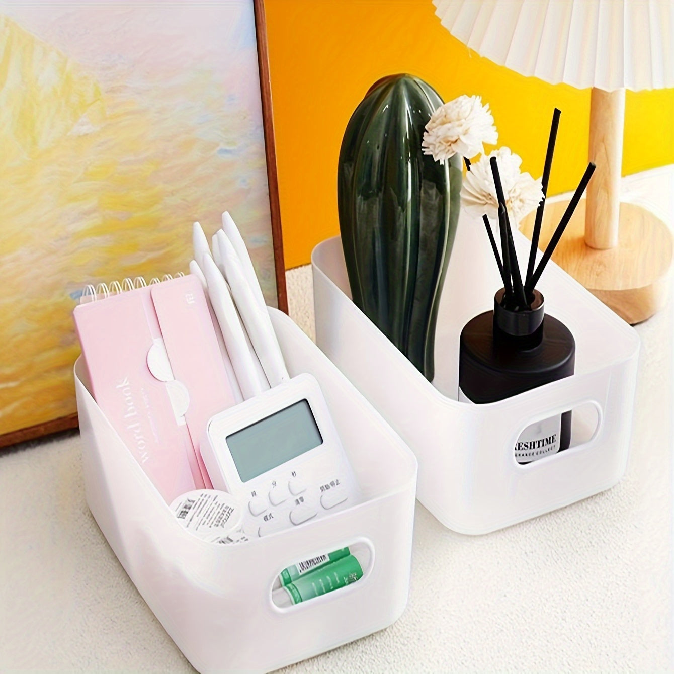 White Plastic Storage Bins 5/10 Size Weather-Resistant Organizers for Kitchen and Home