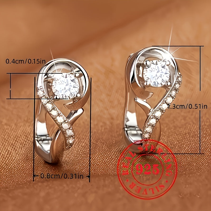 925 Silver Hoop Earrings with Zirconia Hypoallergenic for Weddings Parties and Daily Wear