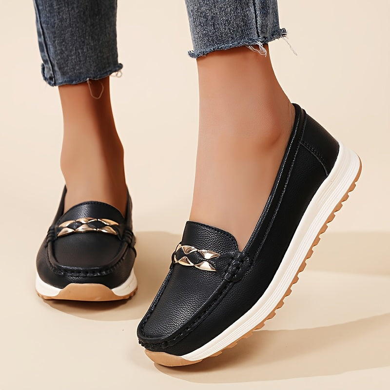 Women's Slip-On Moccasin Shoes with Sequin Embellishments and Non-Slip Soles