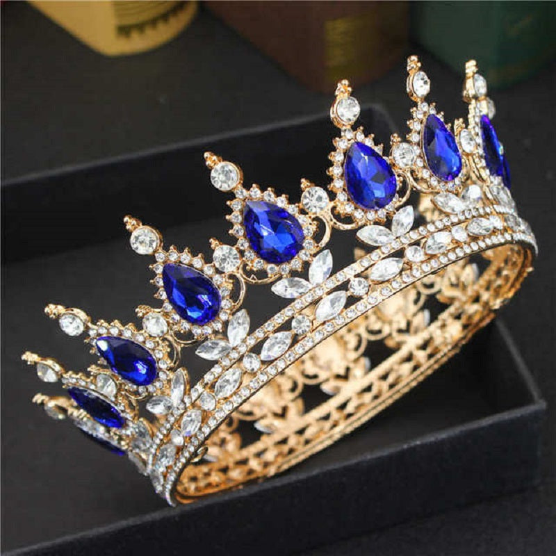 Wedding Crown for Women and Girls Rhinestone Gold Baroque Queen Tiara Bridal Headpiece