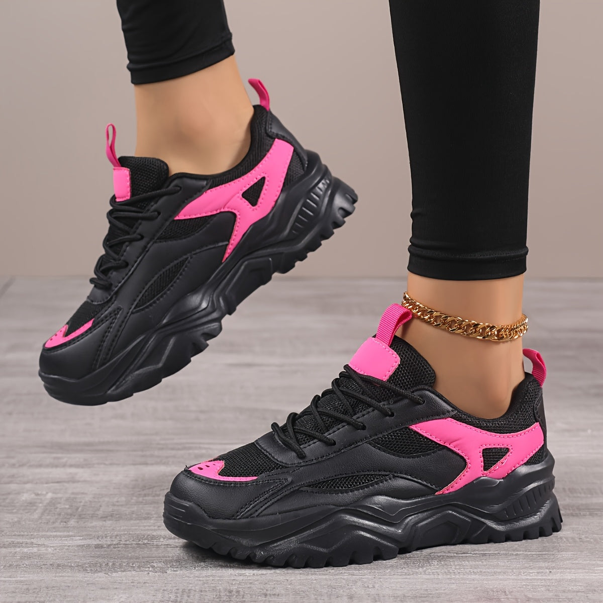 Women's Mesh Running Shoes Black Pink Athletic Sneakers Cushioned Comfort