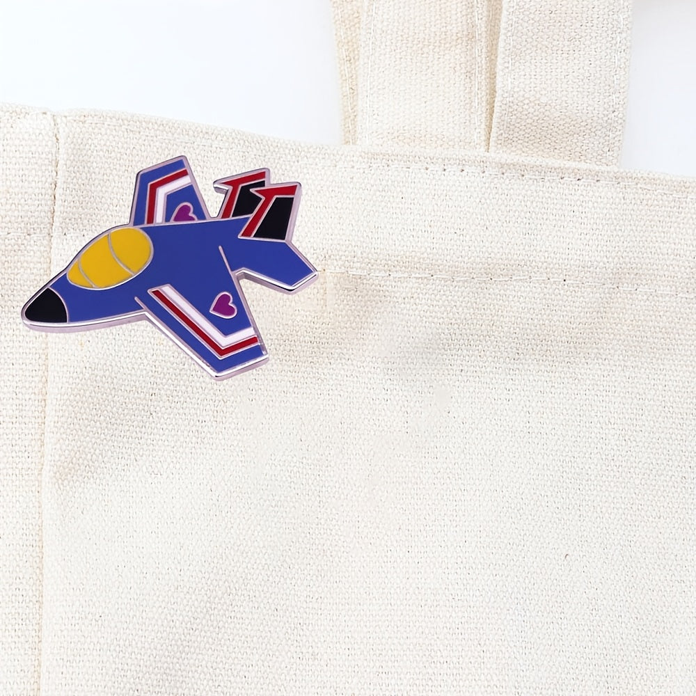 Cartoon Fighter Jet Brooch Pin Alloy UV Plated Badge for Clothing Backpacks Hats Gift