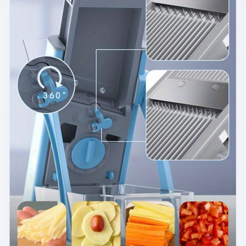 Multi-Function Manual Vegetable Fruit Slicer with Container for Chopping Grating