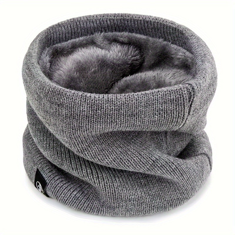 Winter Knitted Scarf for Men Women Cozy Neck Cover with Plush Lining