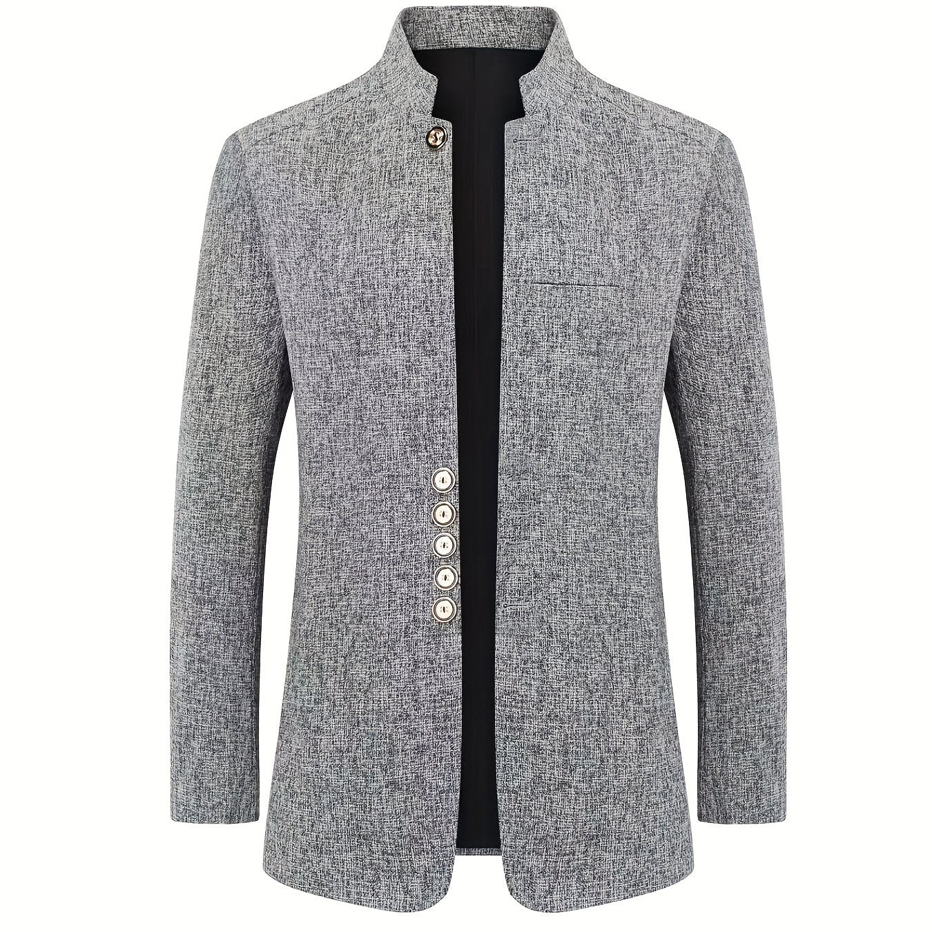 Men's Casual Suit Jacket Slim Fit Stand Collar Polyester Solid Color Regular Fit for Spring Autumn