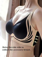 Women Cotton Wireless Bra Green Seamless Lifting Half-Cup Underwear Set