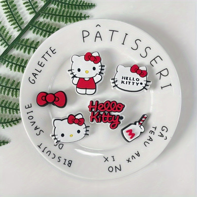 6pcs Girl Shoe Buckles Thick PVC Bow Decorations Detachable Cute Cartoon