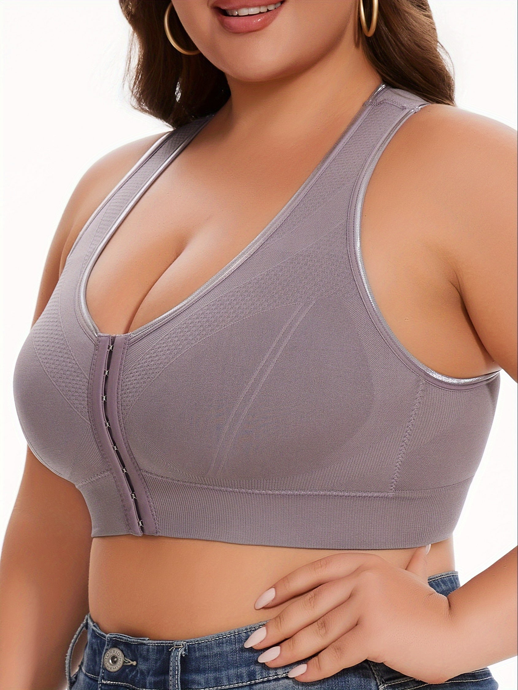 Plus Size Seamless Front Closure Sports Bra High Elasticity Workout Bra