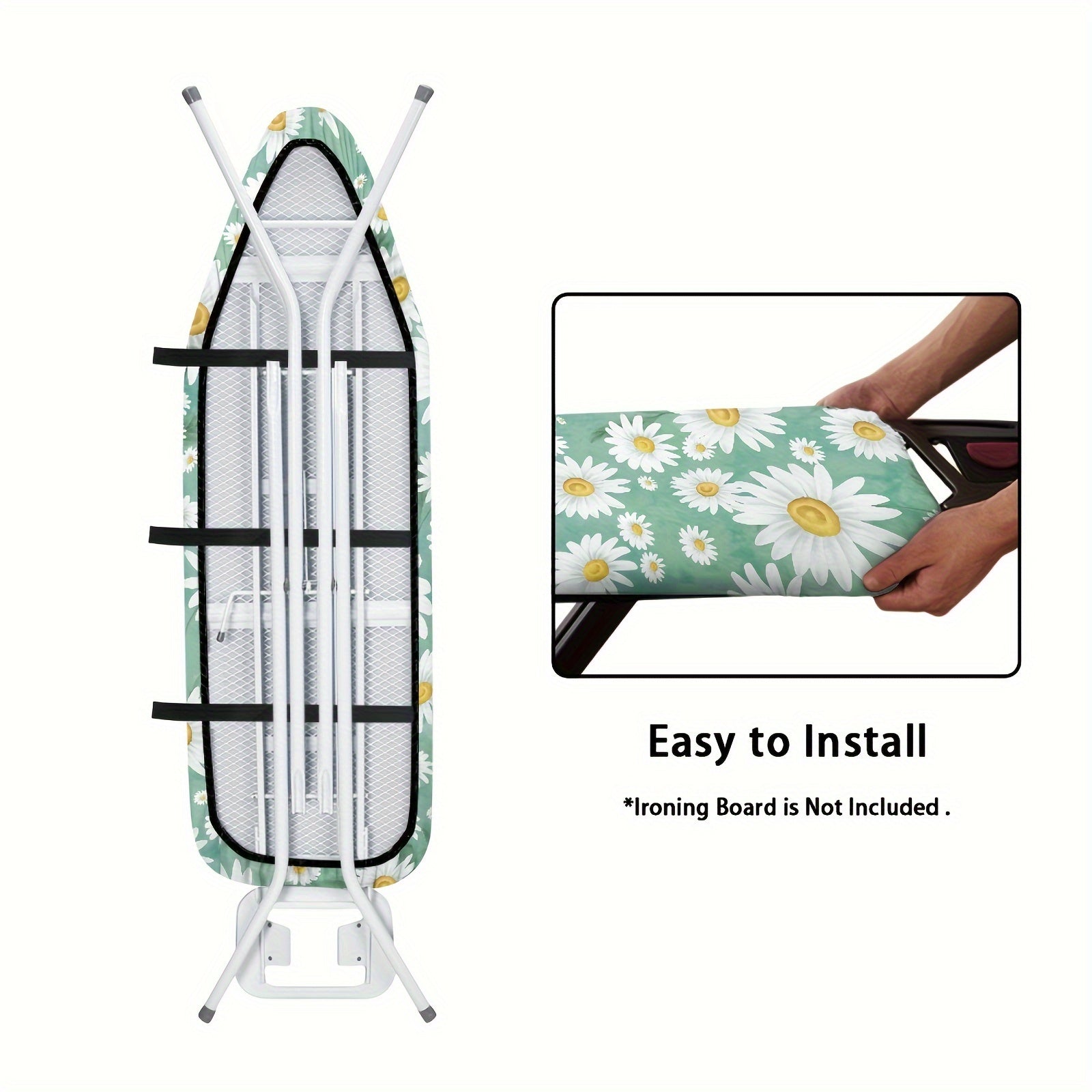 Blue Daisy Ironing Board Cover Dust-Proof Washable Elastic Edges Standard Size