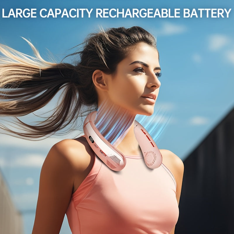 2024 New Model Smart Adjustable Neck Fan with Type-C Fast Charging LED Display Bladeless