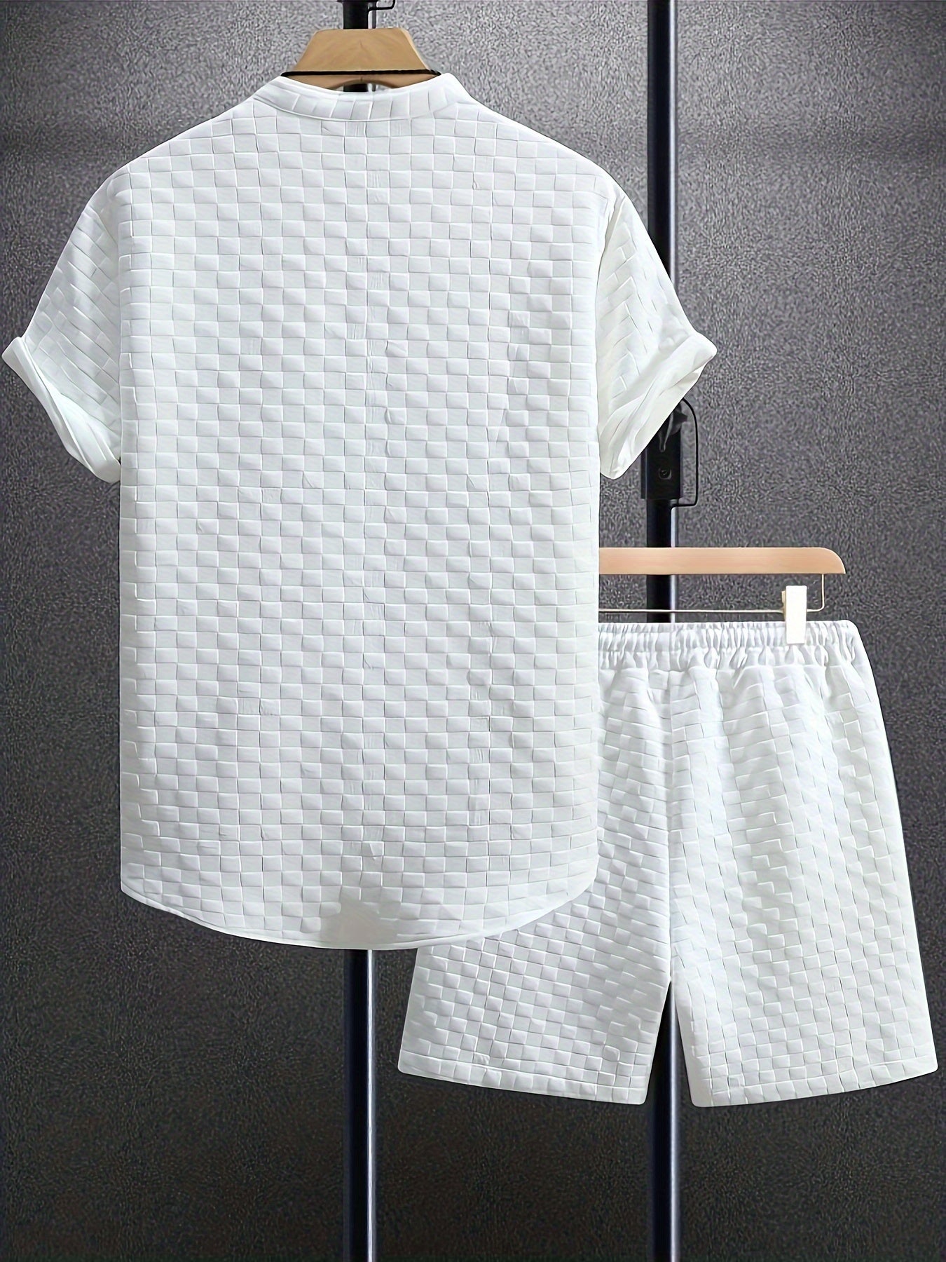Men's Casual Summer Outfit Polyester Solid Color Woven Regular Fit