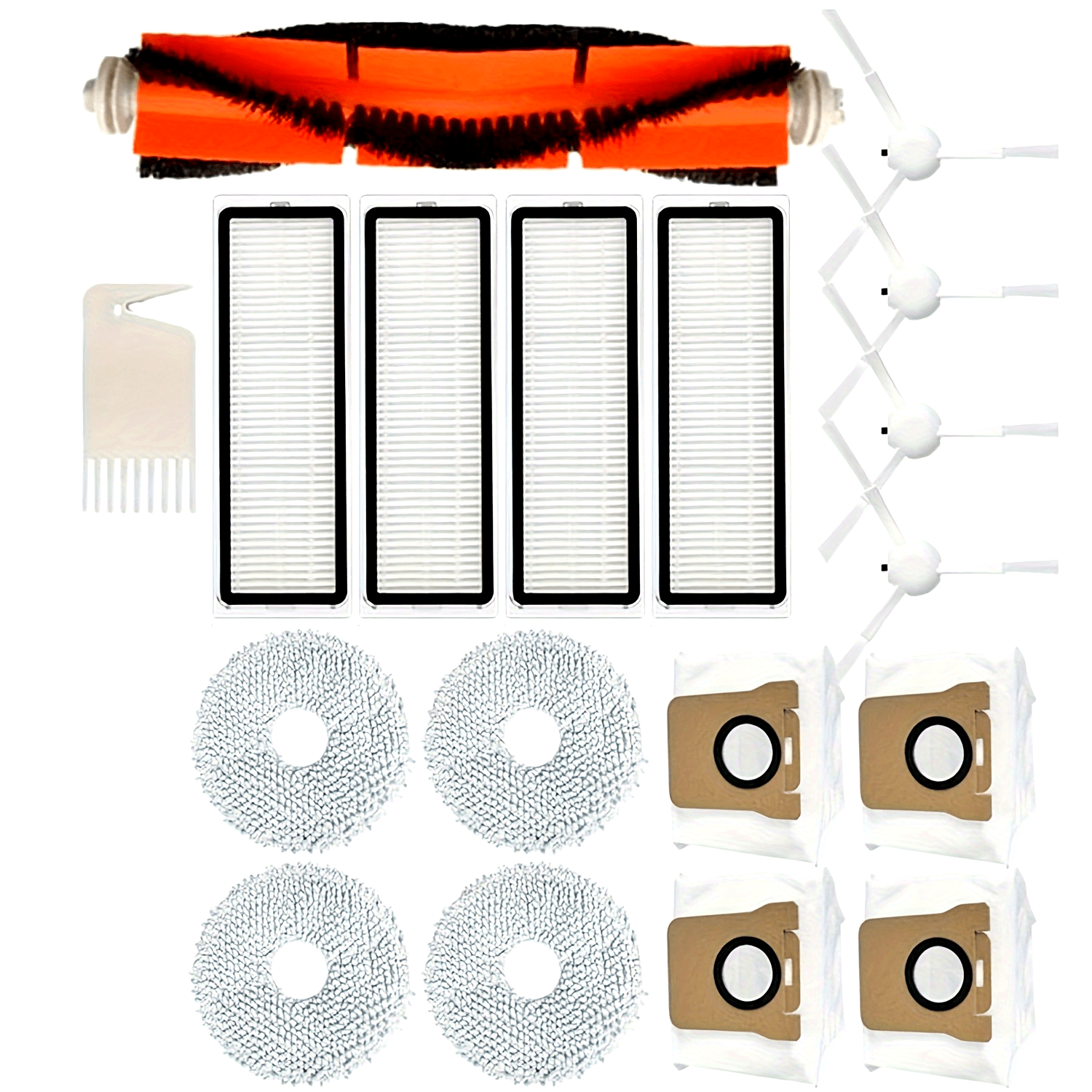 18pcs Vacuum Cleaner Accessories Set for Robot Vacuum X10 Plus Main Brush Side Brushes Filters Dust Bags Mop Cloths