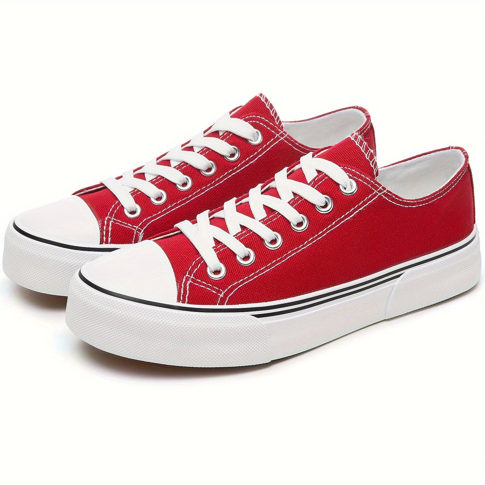Women's Canvas Sneakers Low Top Solid Color Casual Lightweight Rubber Sole