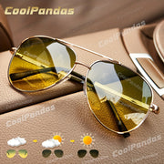 Pilot Sunglasses with Polarized Photochromic Lenses for Day and Night Driving