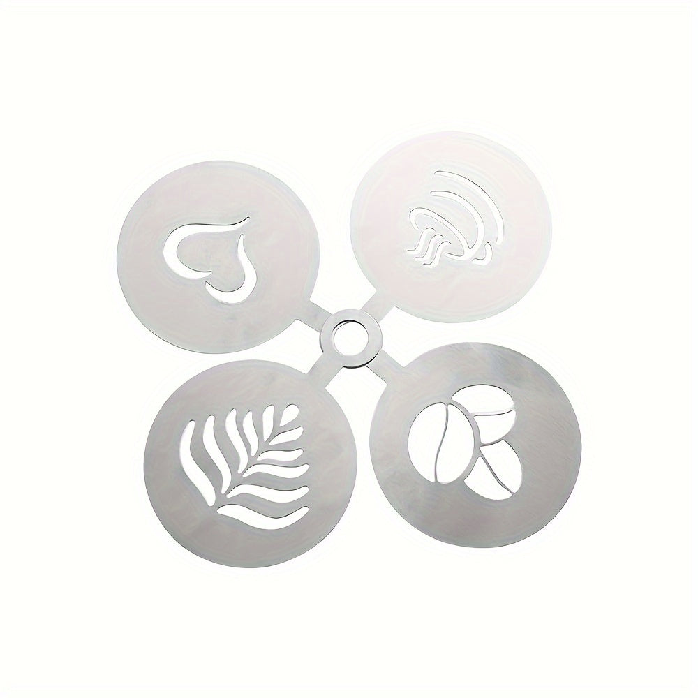 Stainless Steel Cake and Coffee Stencils Set for Lattes Cakes Cookies 4 Pack