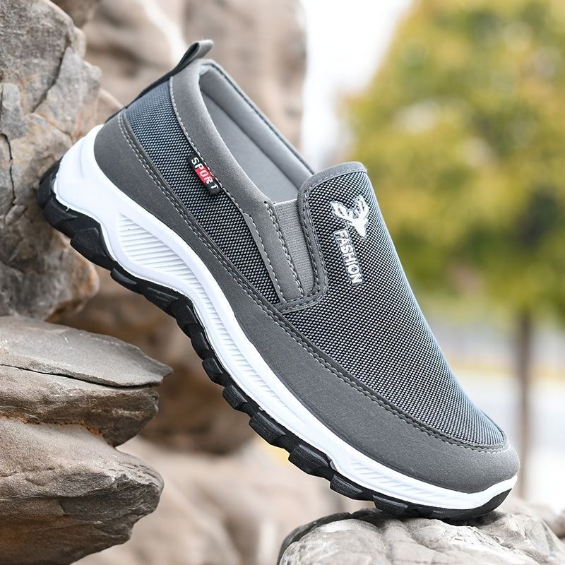 Men's Slip-On Loafers Solid Color Fabric Upper Lightweight TPR Sole