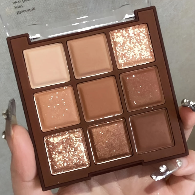 9-rangli ko'zoynak palitrasi Rose Golden Brown Matte Shimmer Mini uzoq davom etadigan, juda boy pigmentli