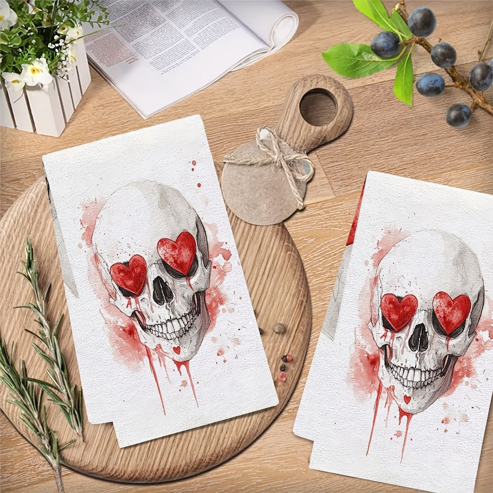 2 Ultra Soft Kitchen Towels Love Language Is Sarcasm Skull 40x60cm Absorbent