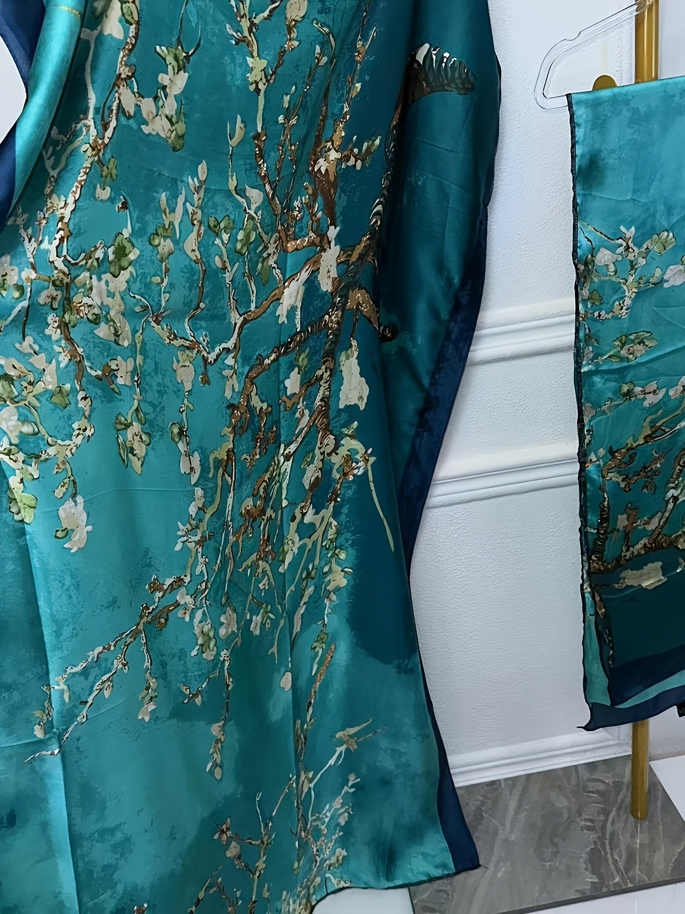 Women's Floral Print Maxi Dress with Batwing Sleeves for Spring Summer