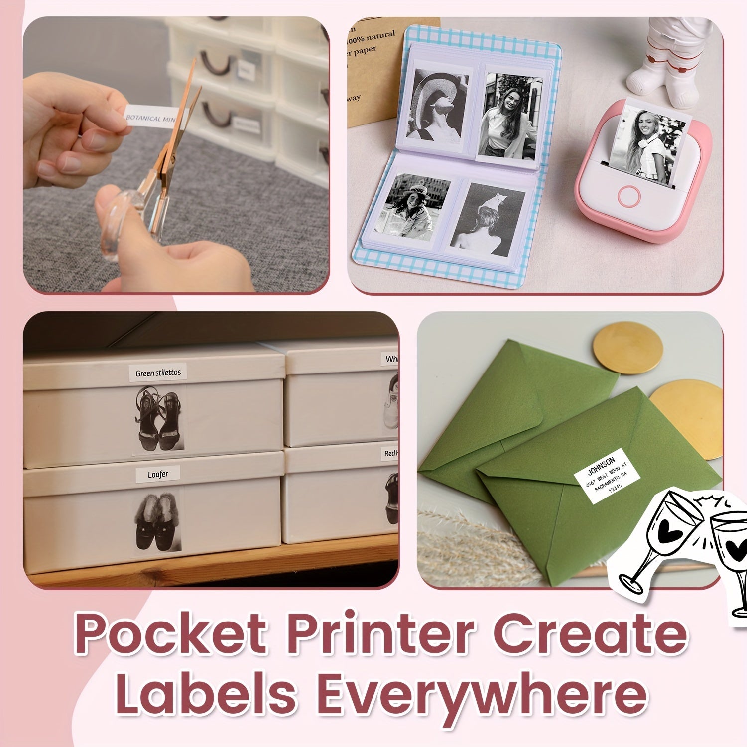 Mini Thermal Printer Portable Wireless Sticker Maker Black and White Printing