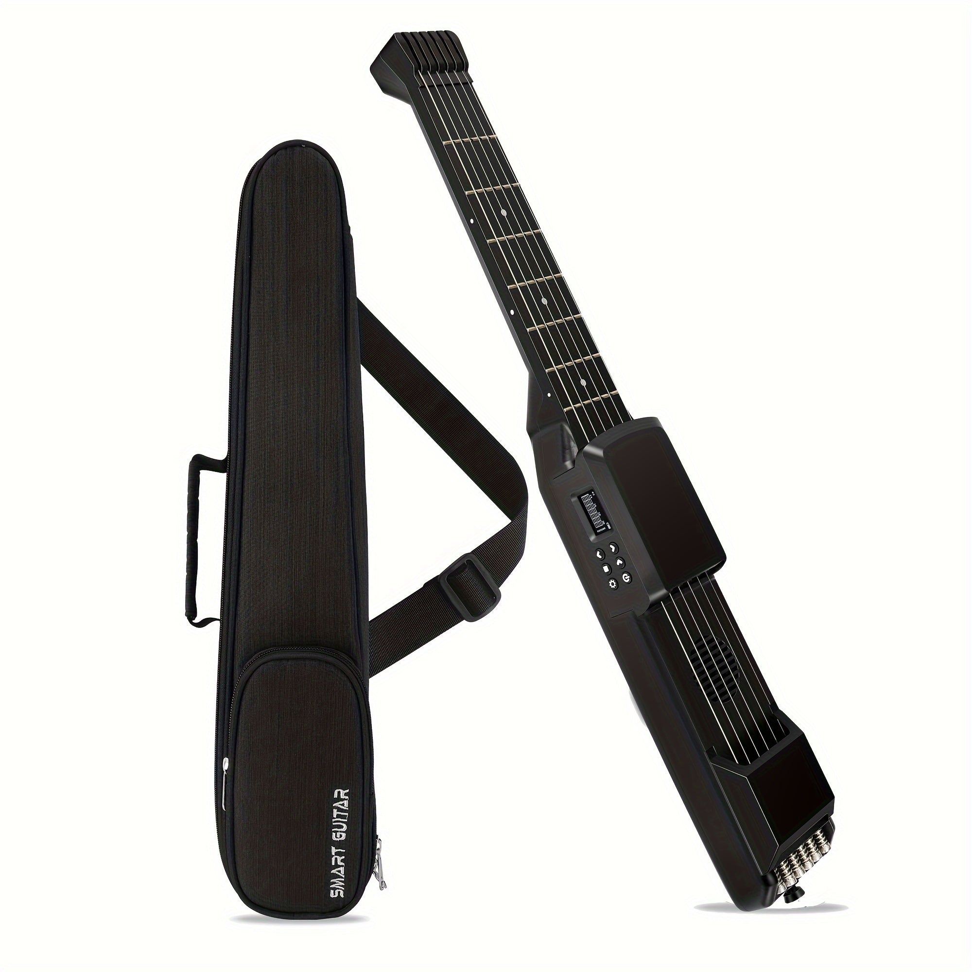Portable Smart Acoustic Electric Guitar with AI LCD Screen, USB Charging, Includes Strap and Case