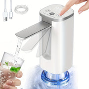 Portativ elektr suv nasosi 5 gallon bilan raqamli displey USB-C zaryadlash, buklanuvchi dizayn, 3 darajali oqim nazorati, uy, ofis, lager uchun