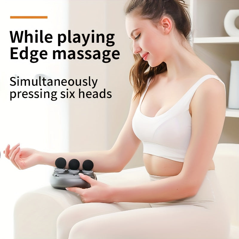 Six-Heads Massage Gun Rechargeable Lithium Battery USB Charging Handheld Therapy Device