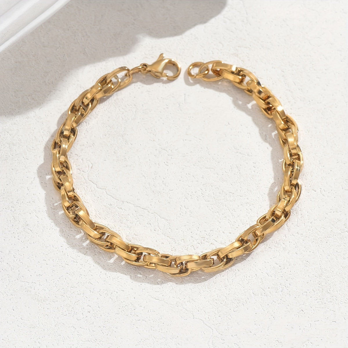 Pulsera ajustable de cadena de eslabones con baño de oro en acero inoxidable para mujeres