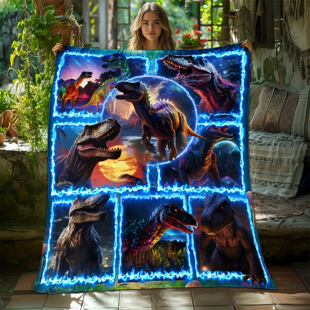 Плед из фланели с узором Blue Flame Splice для дивана, кровати, кресла, путешествий и подарка