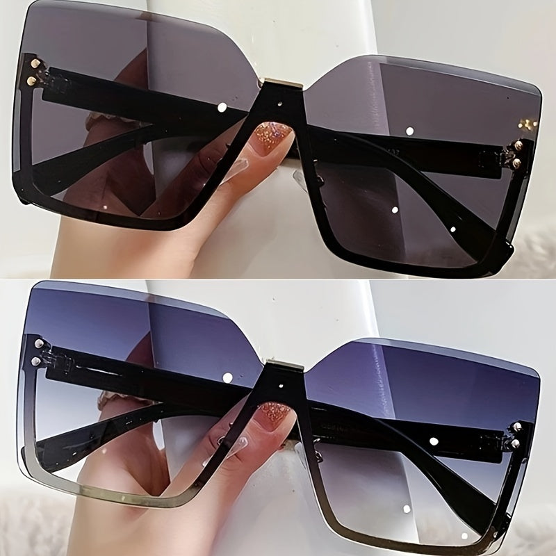 Women Semi-Rimless Fashion Glasses with Gradient Lenses for Driving and Casual Wear