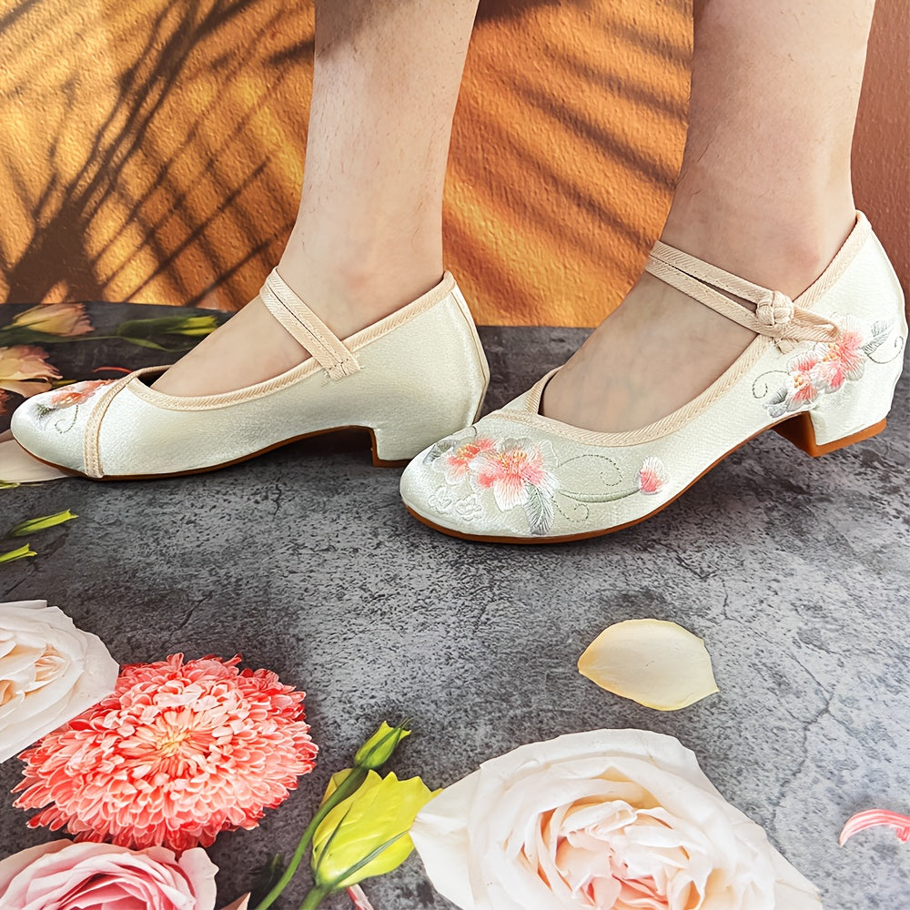 Women's Square Heel Shoes Ethnic Style Cheongsam Hanfu Light Fabric Rubber Sole