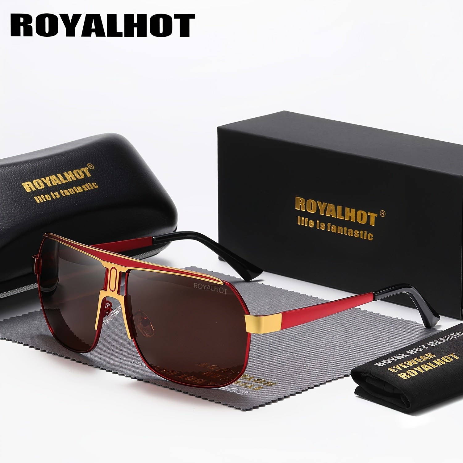 Men Women Polarized Alloy Square Oversized Sunglasses Driving Shades