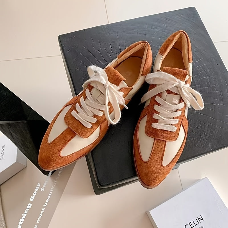 Women's Lace-Up Flats Synthetic Pointed Toe Shoes Non-Slip Cushioned All-Season