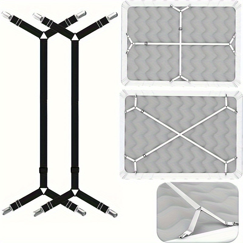 Set of 2 Bed Sheet Holder Straps Adjustable Elastic Fasteners for Fitted Sheets