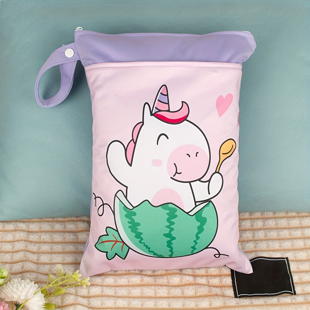 Водонепроницаемая сумка для влажных вещей с принтом животных, washable сумка для подгузников, сумка для мамы с двумя молниями, многофункциональная дорожная и пляжная сумка, органайзер для хранения косметики