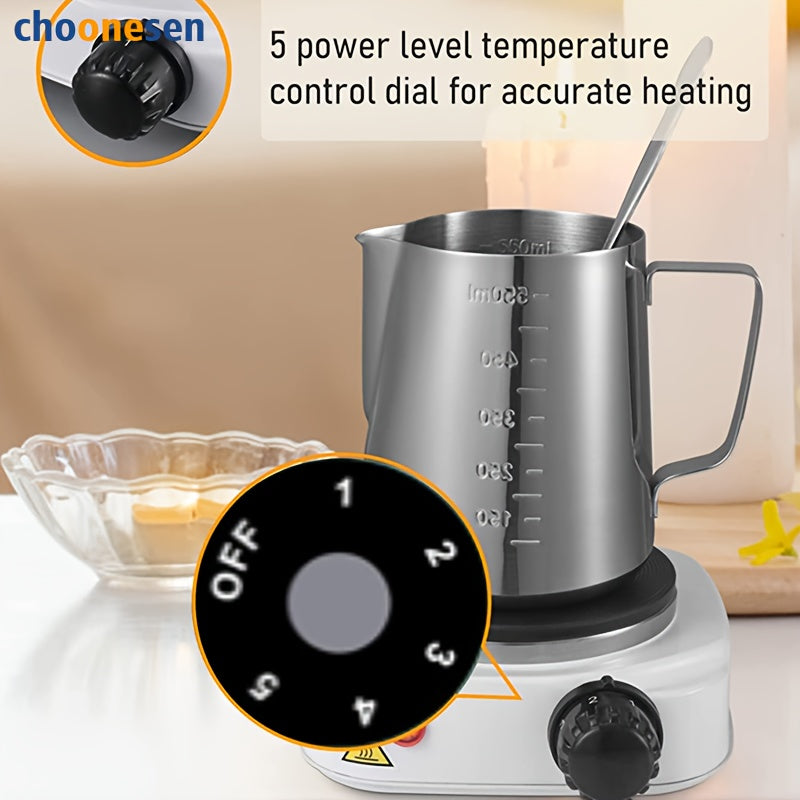 Uy, ofis, RV va yotoqxona uchun ko‘p maqsadli elektr isitish plitasi - choy, qahva va oshxona issiqligi uchun ideal - 220-240V AQSh plagi bilan kompaktdavlatli magnit pechka, qish uchun